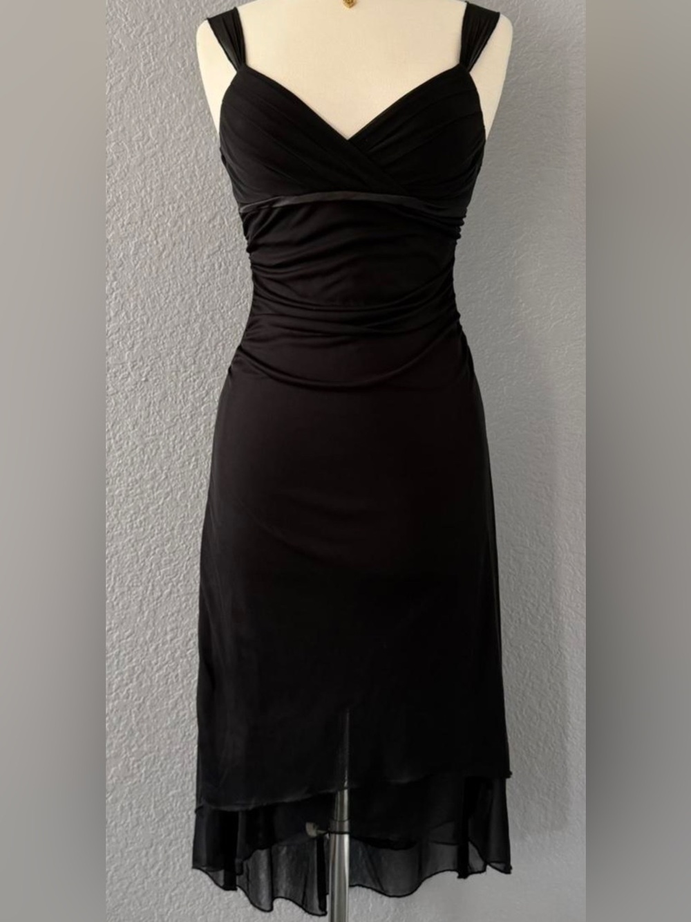 Firm Price Vintage Ruby Rox Black Midi V-Neck Dress/Black Prom Dress - Picture 5 of 6